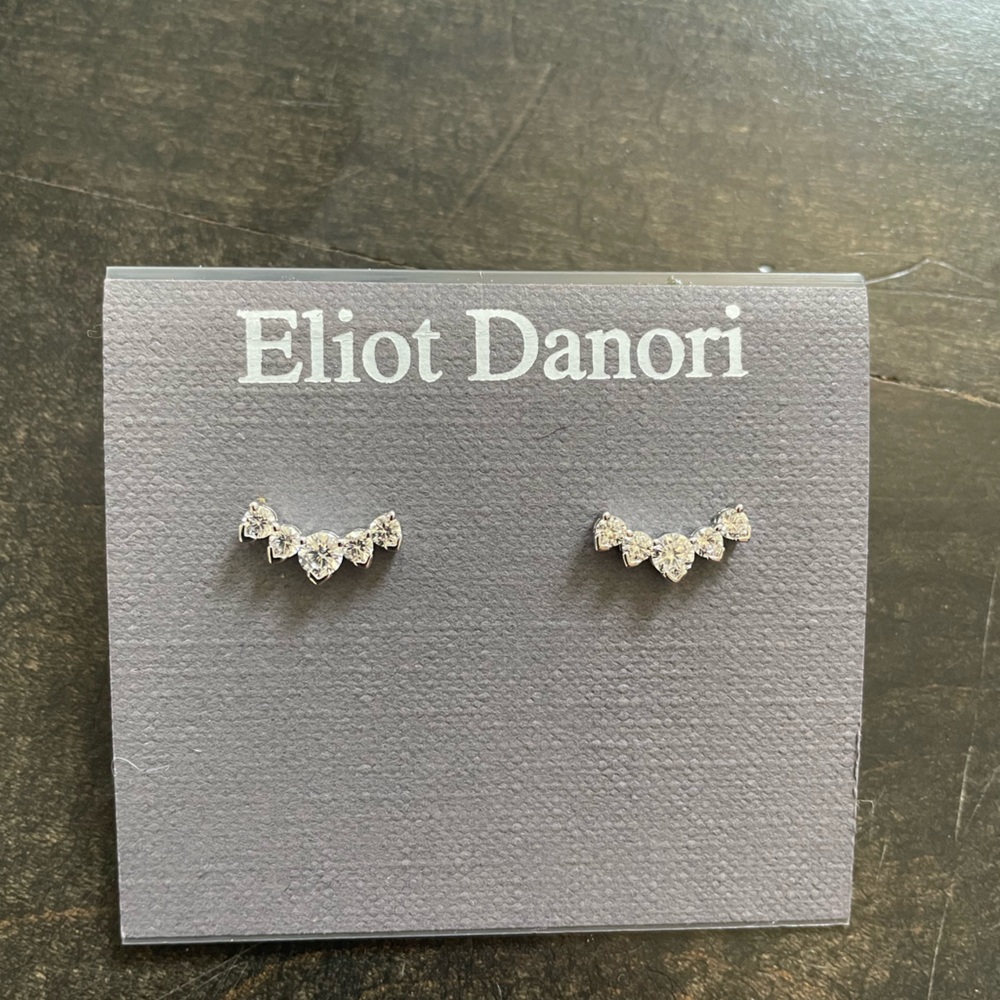 Eliot Danon Crystal Crown Ear Climbers - Silver Tone